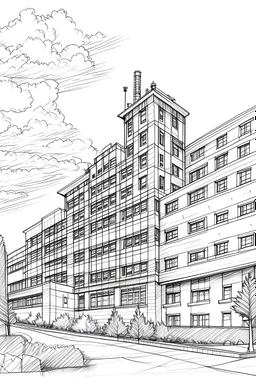 pencil doodle of a hospital