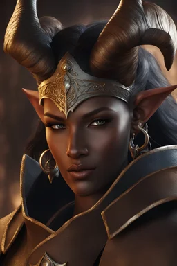 dnd character art of a tiefling cleric. high resolution cgi,low profile horns, average ears, unreal engine 6, high detail, cinematic.