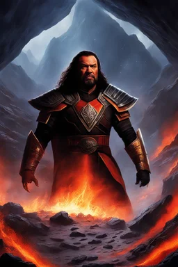 [klingon] Qapla'! In No'Mat's fiery depths so vast, Kahless confronts the trials that he's amassed.The volcanic caves, a fearsome sight, Burning embers illuminate his fight. BetleH of Fire, the legend unfolds, Kahless battles, his destiny foretold.With valor and might, he faces the Targ, Conquering the beast, his spirit charged.