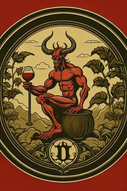 logo du diable au jardin d'eden buvant de l'alcool
