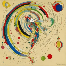 A white Flying Skydancer designed in Mehndi design painted by Wassily Kandinsky