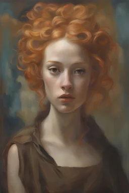 Ginger hair Alexandra "Sasha" Aleksejevna Lussin , oil paiting fantasy erect psychology dream, symptom, image Salvador Dalí style in the New York City facial features resembled