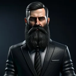 Corporate agent with a large beard realistic grimdark