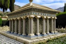 A temple designed in Greek mosaics