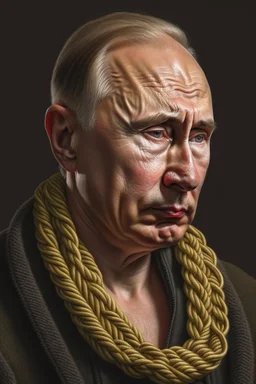 4K full realism, Vladimir Putin with a rope around his neck