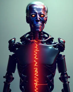 Terminator, Joe Biden as a Terminator,skeleton, evil, 8k, red glowing eyes