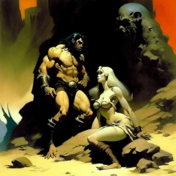Frazetta . man and a beautifull woman