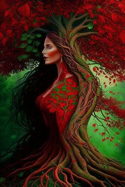 the green-eyed lady, mother nature herself bent down to kiss the earth and blessed it with new life, she grew roots and became a magnificent tree with crimson foliage