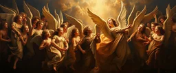 master oil painting by Rembrandt,100 million angels singing
