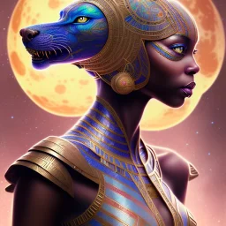 sango fantasy, fantasy magic, intricate, sharp focus, illustration, highly detailed, digital painting, concept art, matte, artgerm and paul lewin and kehinde wiley, masterpiece Asian black panther Egyptian silver space lady space blood moon galaxy