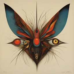 Style by Guillermo del Toro and Bruno Munari and Arthur Secunda and Max Ernst, surreal abstract art, larval nightmare frequency, separated thorax unsettling, asymmetric parallel abstractions, expansive, surreal masterpiece, uncanny enhancement, sharp focus, smooth, creepy colors, cutting-edge artistic composition,