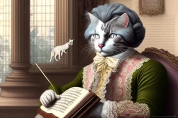 Mature cats dressed like _Wolfgang Amadeus Mozart_, paws, perfect iris, playing music, stre...istic, extremely accurate, delicate, extremely detailed, Graphic novel style, wide-angle, open aperture, superfine pencil