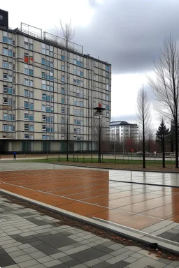 Basketball field in Hobro near viking building in ps2 resolution