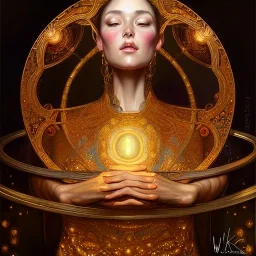 magic portal, glistening oiled shiny, intricate, Exquisite details and textures, highly detailed, digital painting by WLOP, Artgerm, Rembrandt, Gustav Klimt 8k