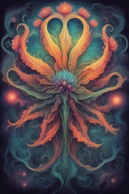 a abstract surreal lovecraftian bright holy flower