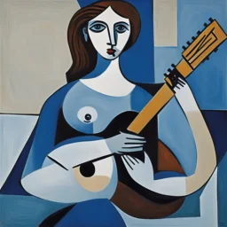 picasso woman with guitar blue