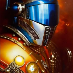 Jango Fett helmet, ancient metal helmet ,painting by gaston bussiere, greg rutkowski, yoji shinkawa, yoshitaka amano, tsutomu nihei, donato giancola, tim hildebrandt, oil on canvas, cinematic composition, extreme detail,fit full head inside picture,