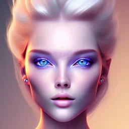 wonderful subtile face , beautiful, soft, blues eyes, blonde hair, transparente pink crystal clothes