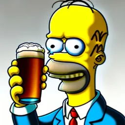 Bald man with a beer, Simpsons style