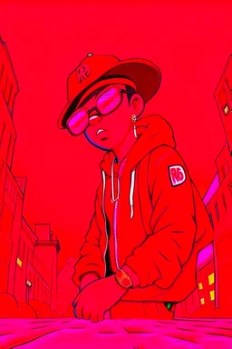 rap, hiphop, cartoon, super HQ, red colors