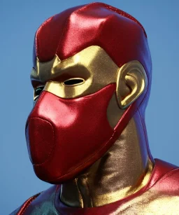 Man, wrestling, mask, retro 80s style, hot ambient, photo studio, red, gold, vibrant color, highly detailed, art stations, concept art, smooth, unreal engine 5, god rays, ray tracing, RTX, lumen lighting, ultra detail, volumetric lighting, 3d, finely drawn, high definition, high resolution.