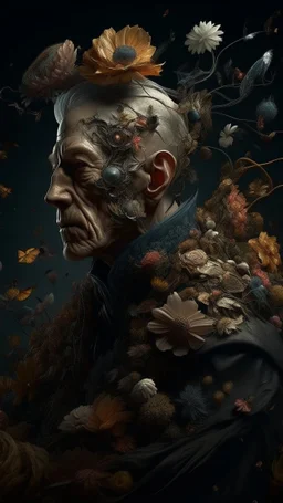 Bosch nightmares paint inf style Title:a vest with dry dark color flowers insanely detailed octane render trending on artstation, 8k artistic photography, photorealistic concept art, soft natural volumetric cinematic perfect light, chiaroscuro, award-winning photograph, masterpiece, oil on canvas, Raphael, Caravaggio, Greg Rutkowski, people, beksinski, Giger