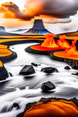 landscape from Iceland, with Fire, Ice, and Waterfalls for Cruises