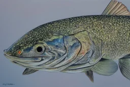 Northern pike painting with face