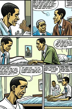 Obama’s hospital incident as a comic strip.