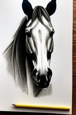 Pencil sketch of a horse on lined paper