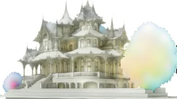 a fractal house made of (Mandelbrot set:1.7) on a (Mandelbrot set:1.6) street; side view, close-up, ink paint, tint leak