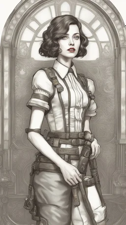 Yong Elizabeth in 8k bioshock artstyle, full body, intricate details, highly detailed, high details, detailed portrait, masterpiece,ultra detailed, ultra quality