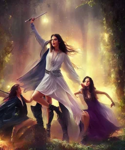 young beautifil witches dancing