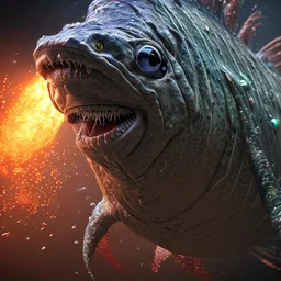 fluid ink angler fish creature, unreal engine 5, 8k resolution, photorealistic, ultra detailed