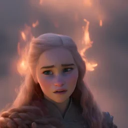 emilia clarke photo face, wearing dragon armor, fog, particle fire, 8k quality, intricate, realism, detailed, fog and fire particles