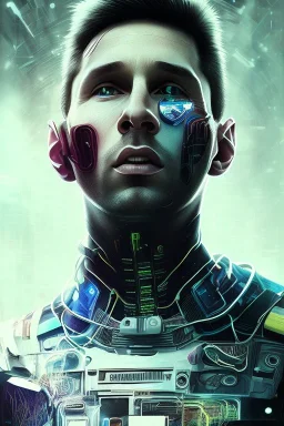 lionel Messi face style cyberpunk