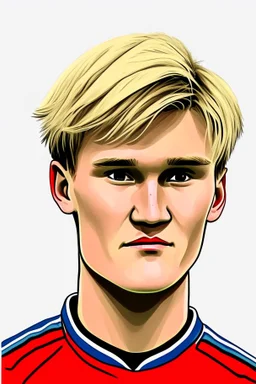 Martin Odegaard Norwegian football player ,cartoon 2d