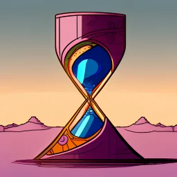 A tilted hourglass in the style of Moebius