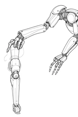 Draw a cover image. What it's about is an elongated flexible robotic arm with flexible joints that are drawing a three-dimensional model. The three-dimensional structure in the figure should be rich in color. The background is white.