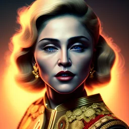 Madonna portrait, Greg Rutkowski, Zabrocki, Karlkka, Jayison Devadas, trending on Artstation, 8K, ultra wide angle, zenith view, pincushion lens effect