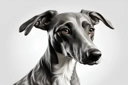 Clean white background,photo-realistic,greyhound dog,8k,intricate details, ultra hd,realistic, highly detailed , 8k