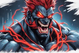 Venom Akuma in 8k Hayao Miyazaki draw style, street fighter them, neon effect, close picture, rain, highly detailed, high details, detailed portrait, masterpiece,ultra detailed, ultra quality