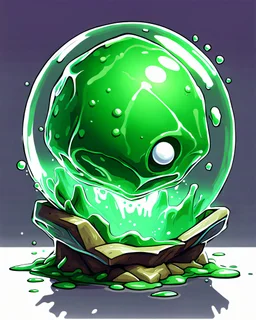 tabletop RPG green cube slime with white sphere inside rpg art no background