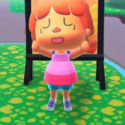 Full body portrait, painting, medium shot lady Style of Animal Crossing