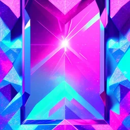 une porte inter-dimentionnelle cristal bleue rose lumineuse, fond étoilé, 4K, 8K, 3D