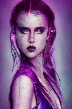 Danish singer MØ face , impressionism Contemporary, purple tones,