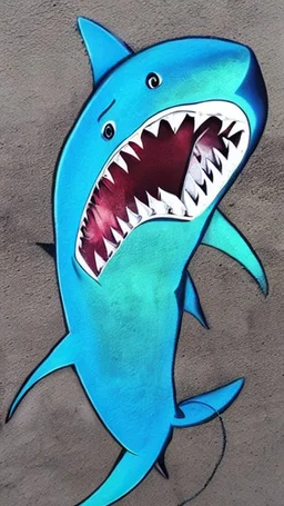 Spray paint shark, realistic, detailed, colorful