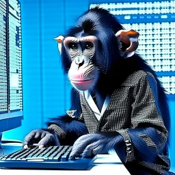 Computer Hacker Monkey. NFT Pixel Art