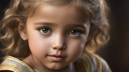 Thoughtful appealing 2-year-old migrant girl, engaging, tearful, aware, intelligent, hopeful, showing her head and upper body, perfect sparkling eyes, perfect anatomy, exquisite composition, beautiful detailed intricate detailed octane render, 8k artistic photography, photorealistic, soft natural volumetric cinematic perfect light, chiaroscuro, award-winning photograph, masterpiece, raphael, caravaggio, bouguereau