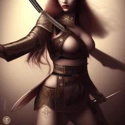 Beautiful women with katana sword